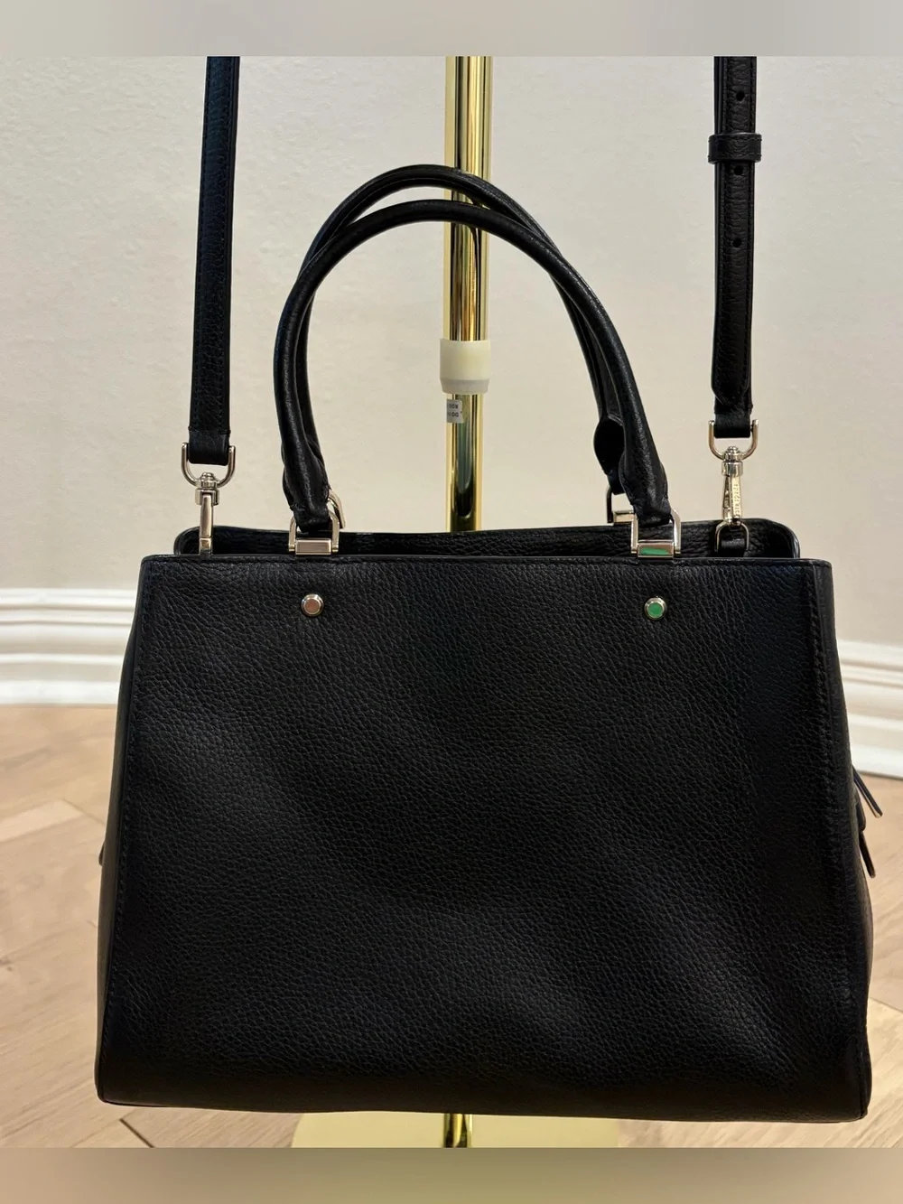 kate spade New York Black Leather pebbled Tote bag with cross body strap